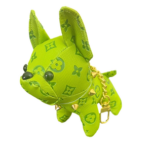 Lime Green French Bull Dog Bag Charm or Key Chain
